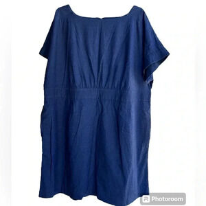 Monroe & Main Cotton Blend Blue Chambray Dress Lightweight Breezy Size 24W